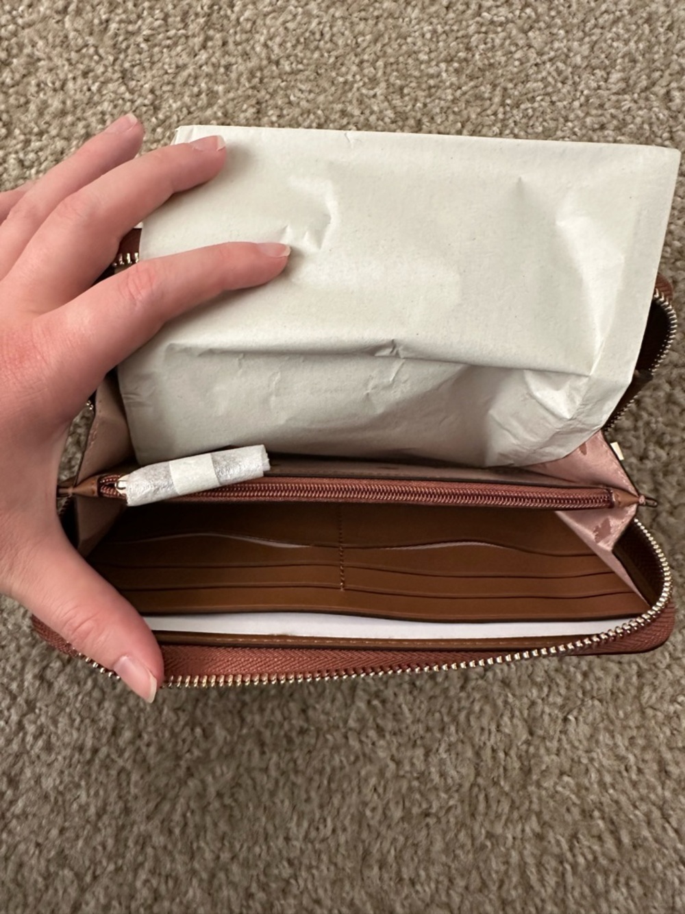 kate spade brown pebbled leather zip-around wallet - Picture 8 of 10